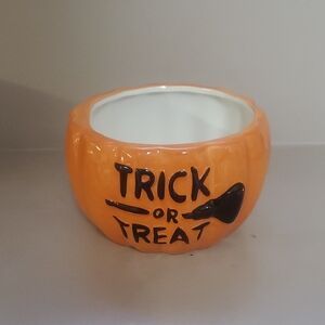 $0 ***Free With Purchase*** Orange Trick or Treat Ceramic Bowl